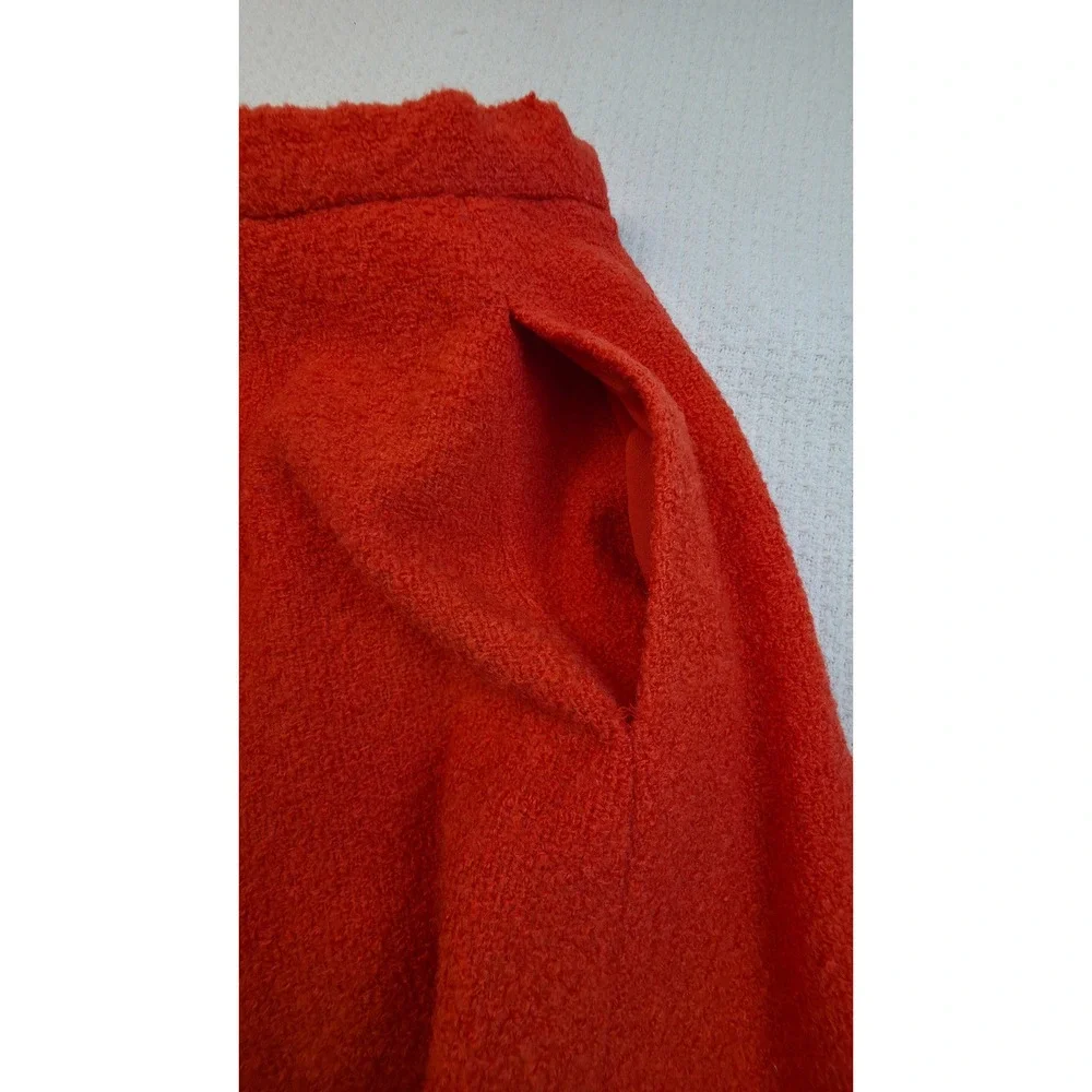 Vintage Forstmann Skirt Womens 100% Wool Boucle A-Line Rust Orange With Belt